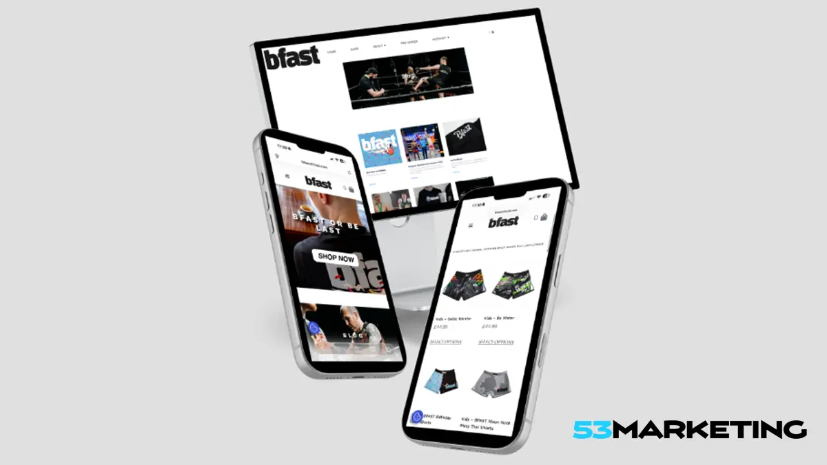 BFAST WordPress and WooCommerce shop shown on desktop and mobile screens