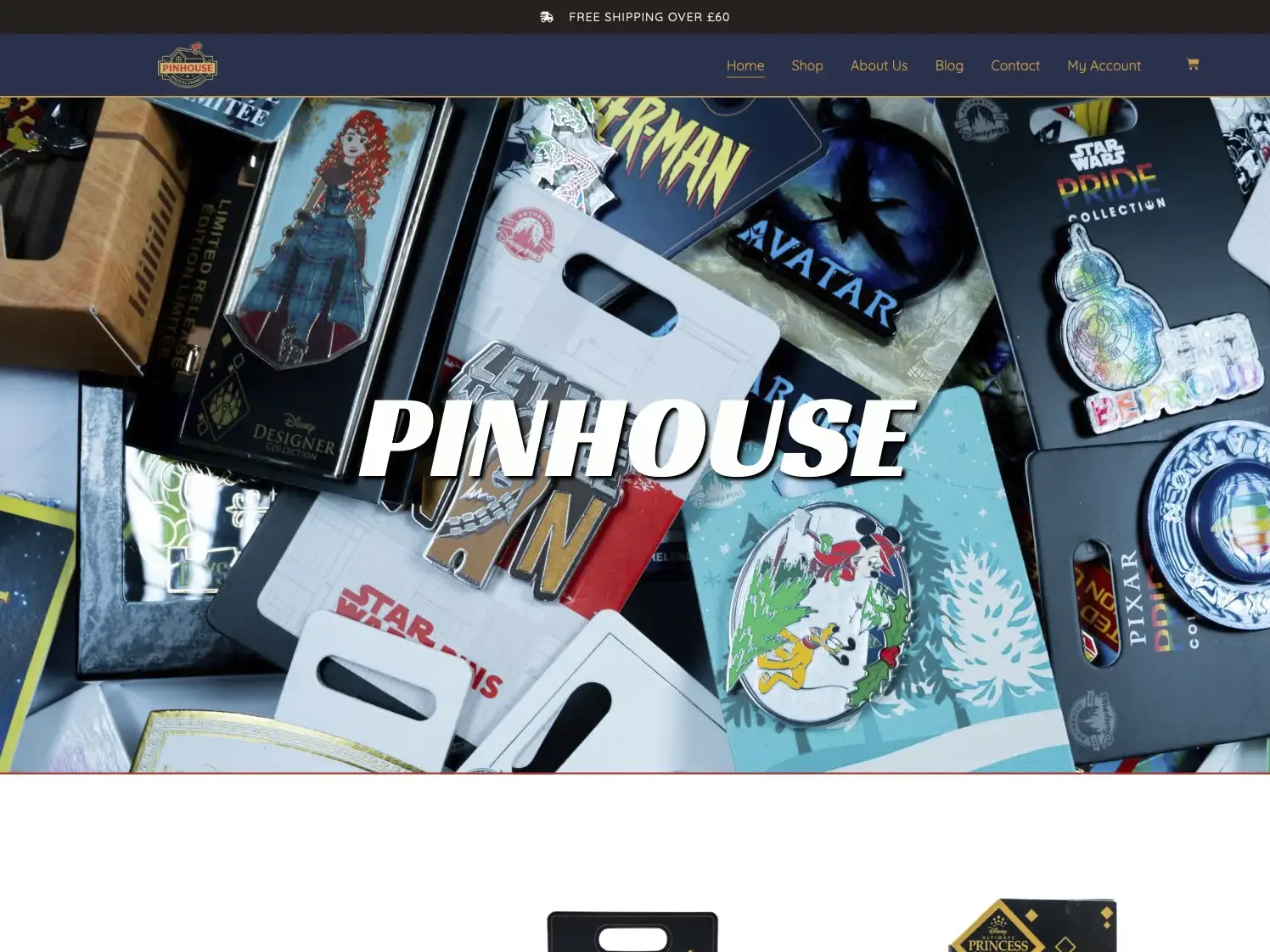 Pinhouse online shop homepage