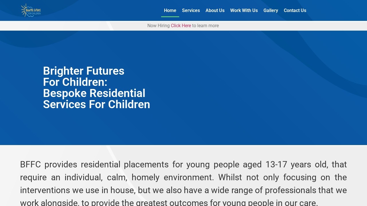 Brighter Futures for Children website homepage